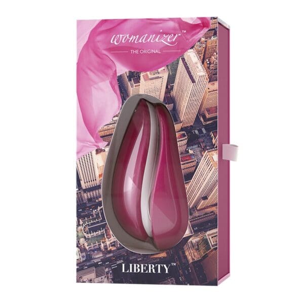 Womanizer Liberty pink and white toy packaging.