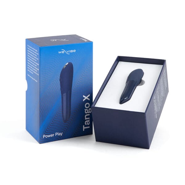 Blue We-Vibe Tango X vibrator in box.