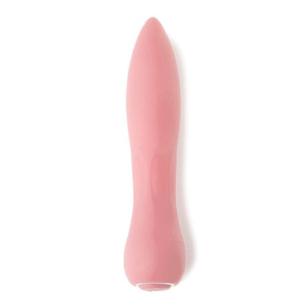 Pink silicone adult toy with a pointed tip.