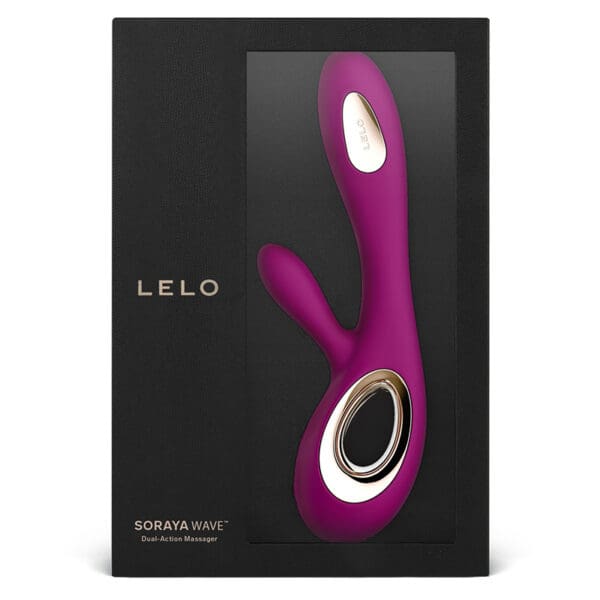 Purple Lelo Soraya Wave dual-action massager in box.