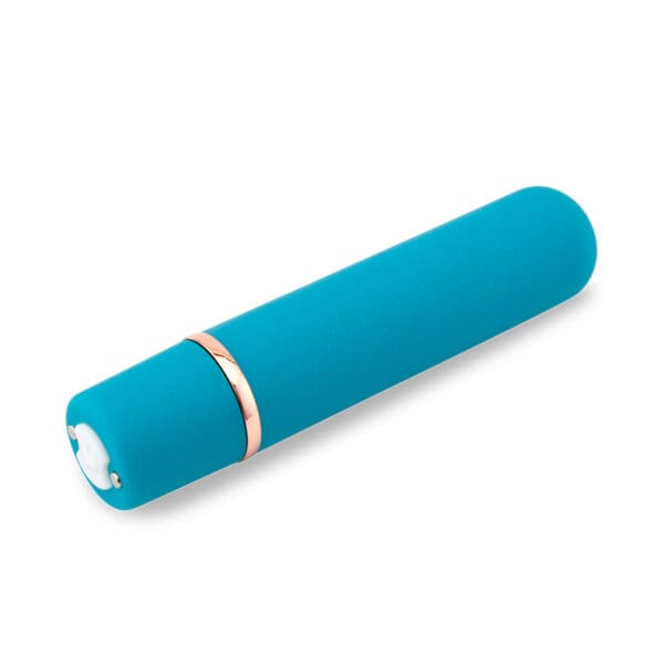 Blue and rose gold vibrating toy.