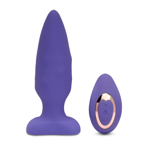 Purple silicone toy with remote control.