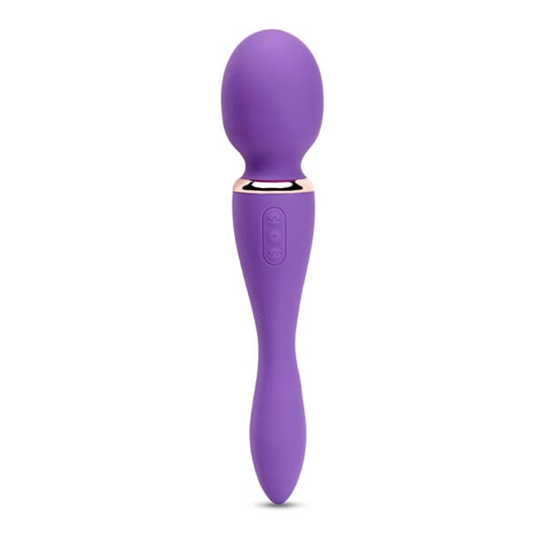 Purple and gold double-ended wand vibrator.