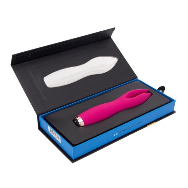 Pink clitoral stimulator in box.