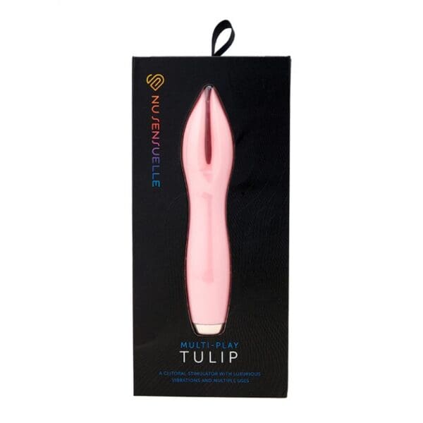 Pink clitoral stimulator in black box.