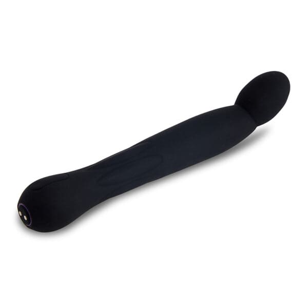 Black curved silicone sex toy.