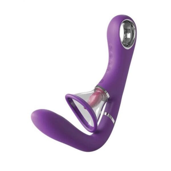 A purple vibrator is on the ground