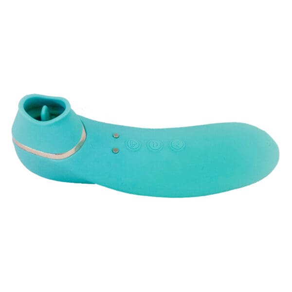 Blue electric intimate massager with buttons.