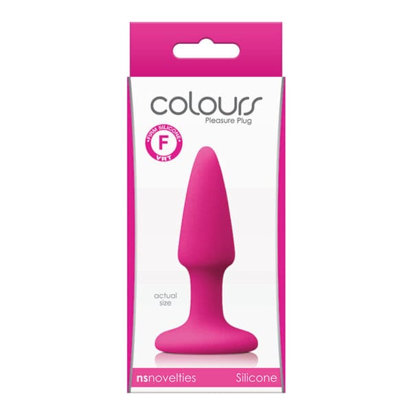 Pink silicone pleasure plug in packaging.