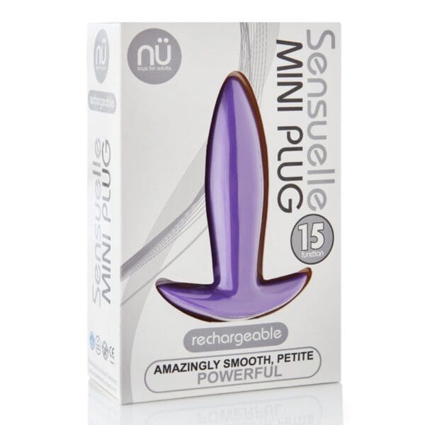 Purple rechargeable mini plug in packaging.