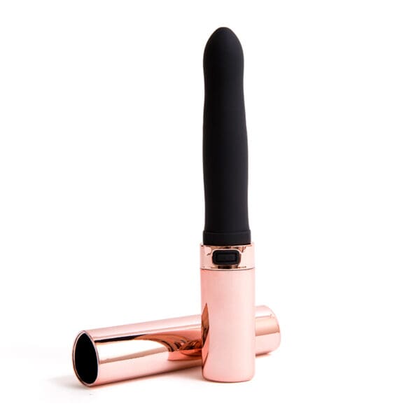 Rose gold and black vibrator.