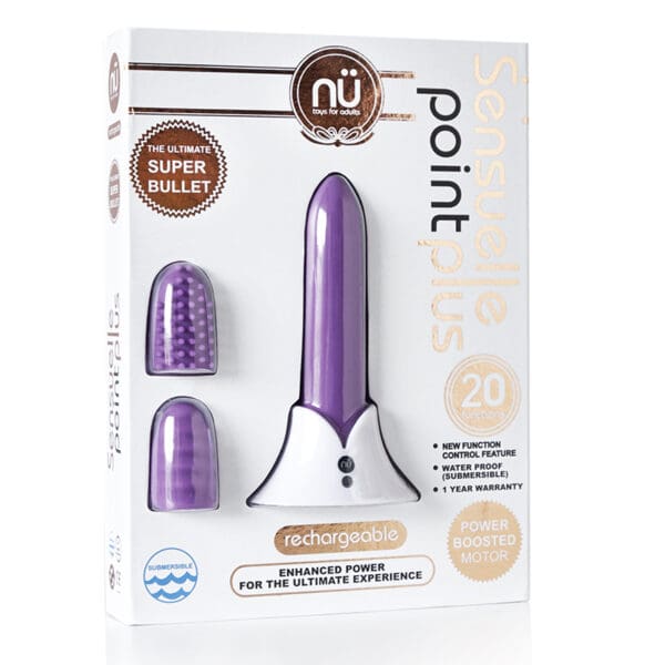 Purple rechargeable bullet vibrator with attachments.