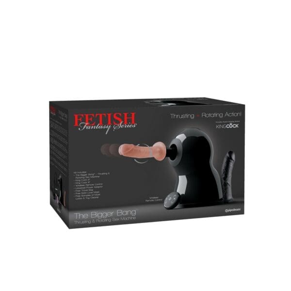 A box with a black and white image of a sex toy.