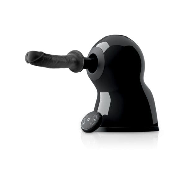 A black faucet with a handle on the side of it.
