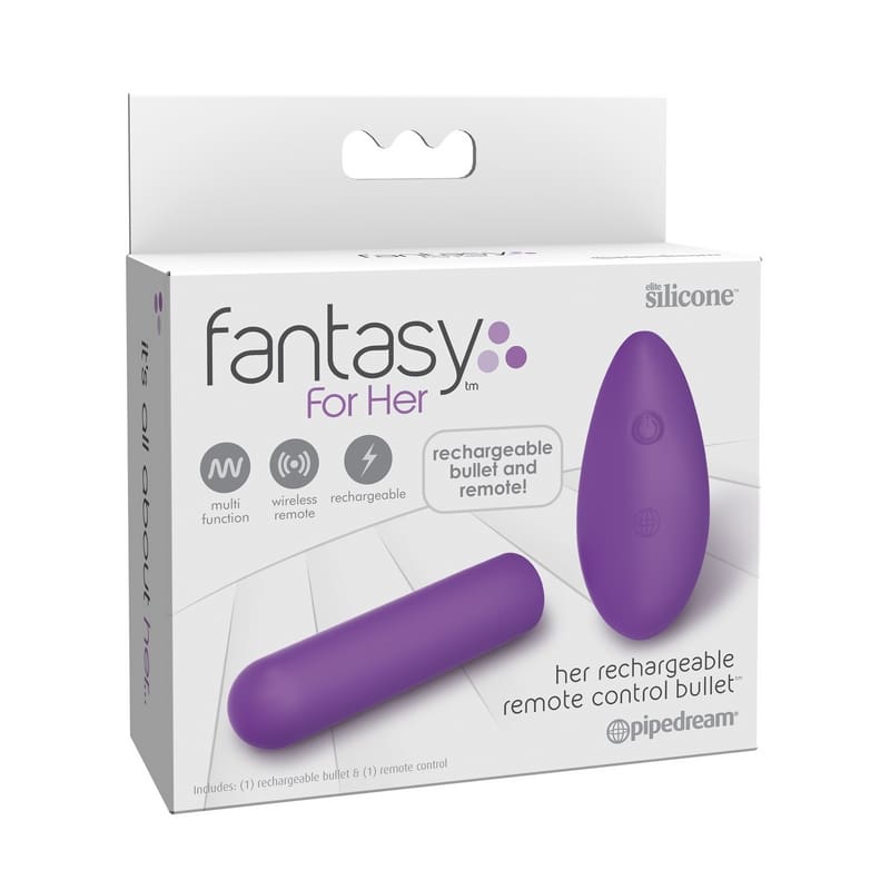 A package of the fantasy for her purple vibrator.