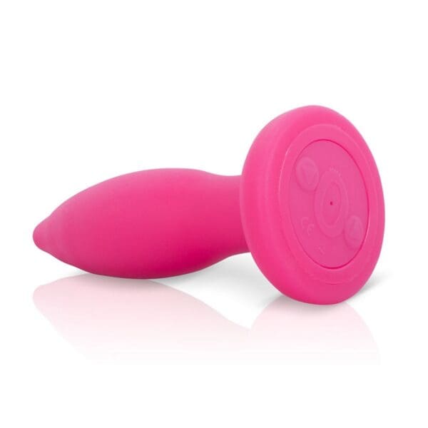 Pink silicone adult toy with buttons.