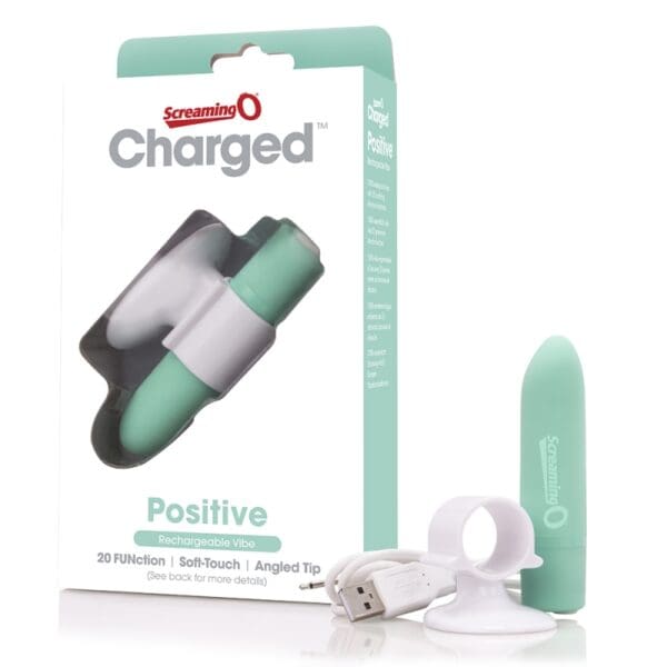 Green rechargeable vibrator with angled tip.