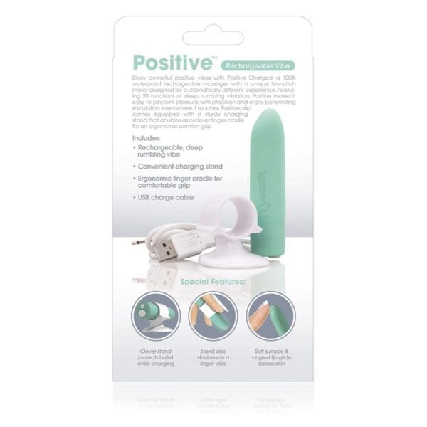 Green rechargeable bullet vibe with stand.