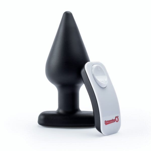 Black remote-controlled anal plug.