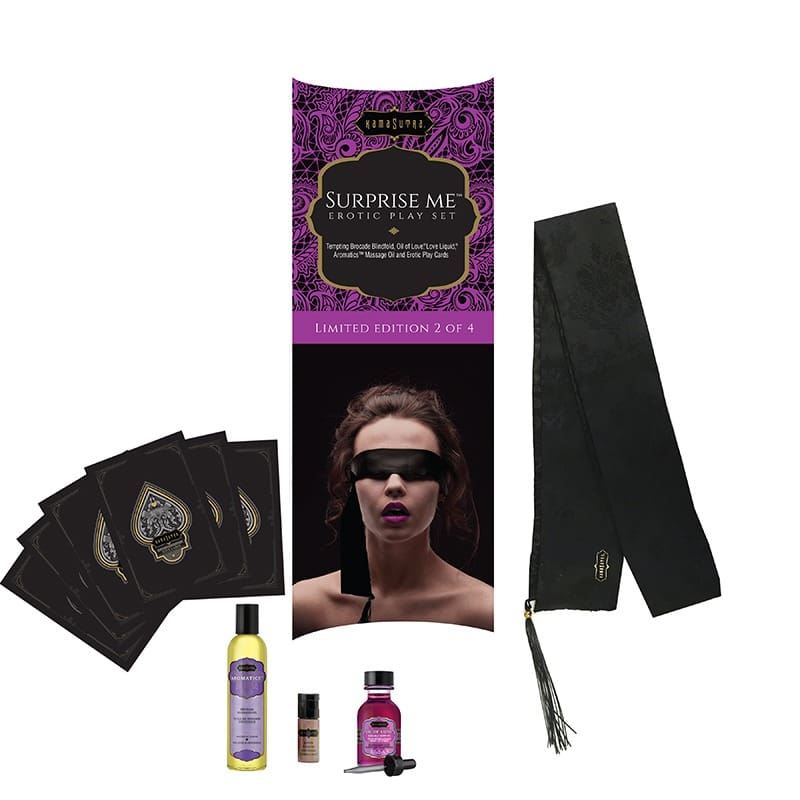 A package of cosmetics and accessories for the face.