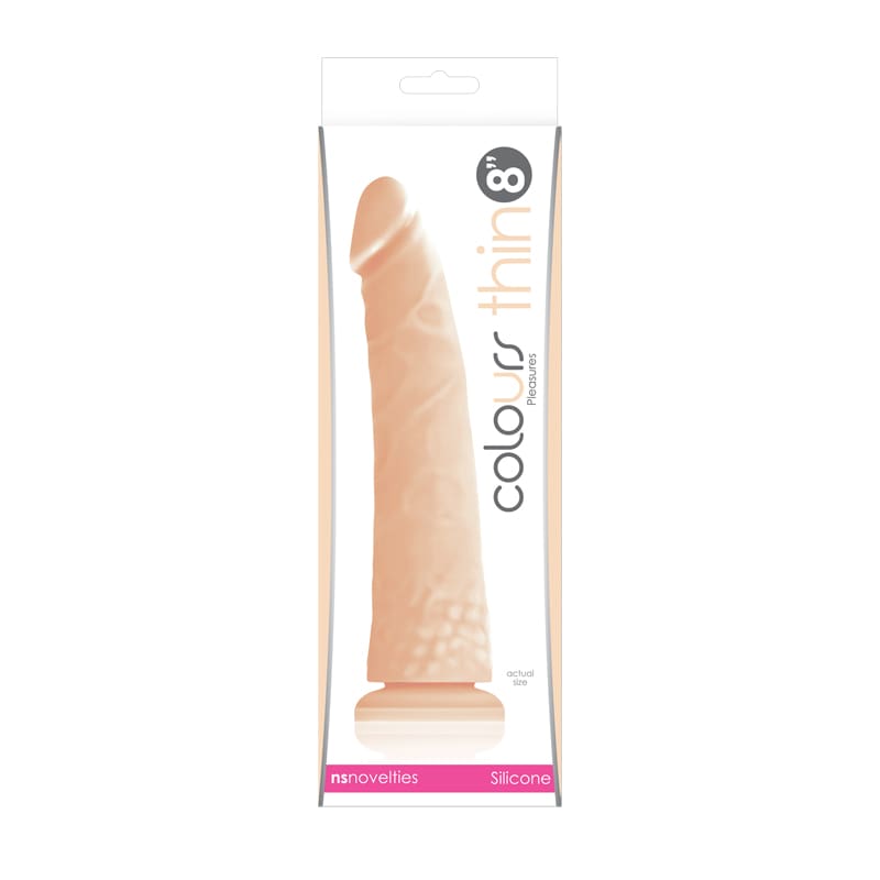 A package of the color it nude dildo.