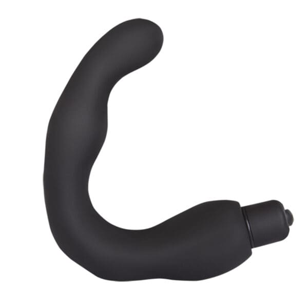 A black plastic object is bent to make it look like a hook.