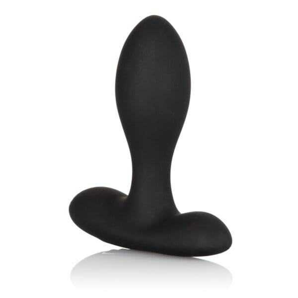 A black butt plug is sitting on the ground.