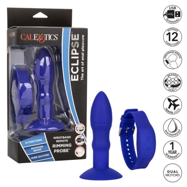 Blue silicone wristband remote rimming probe.