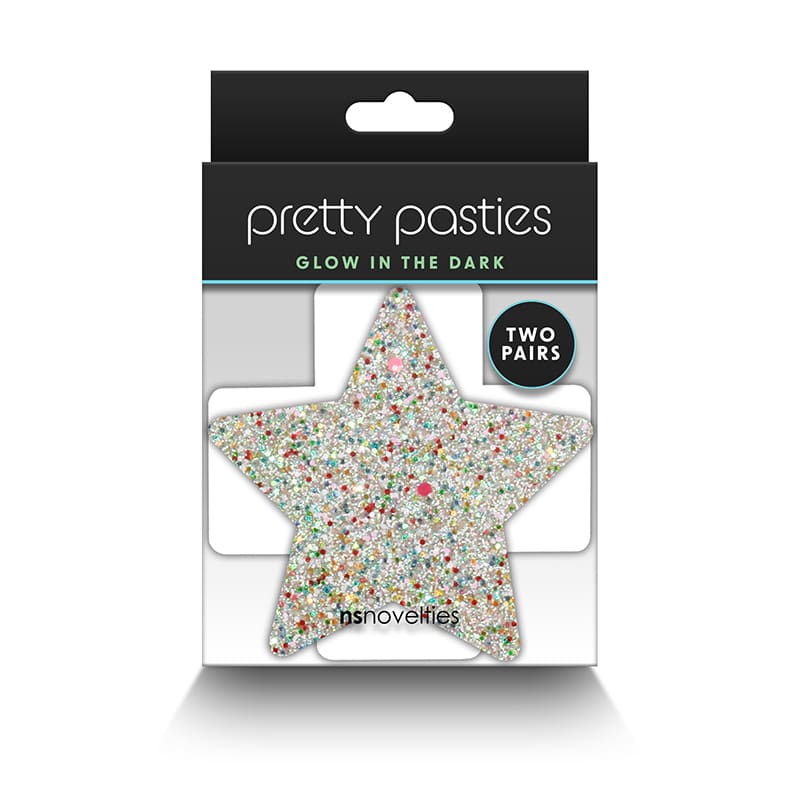 A star shaped patch with colorful sprinkles on it.