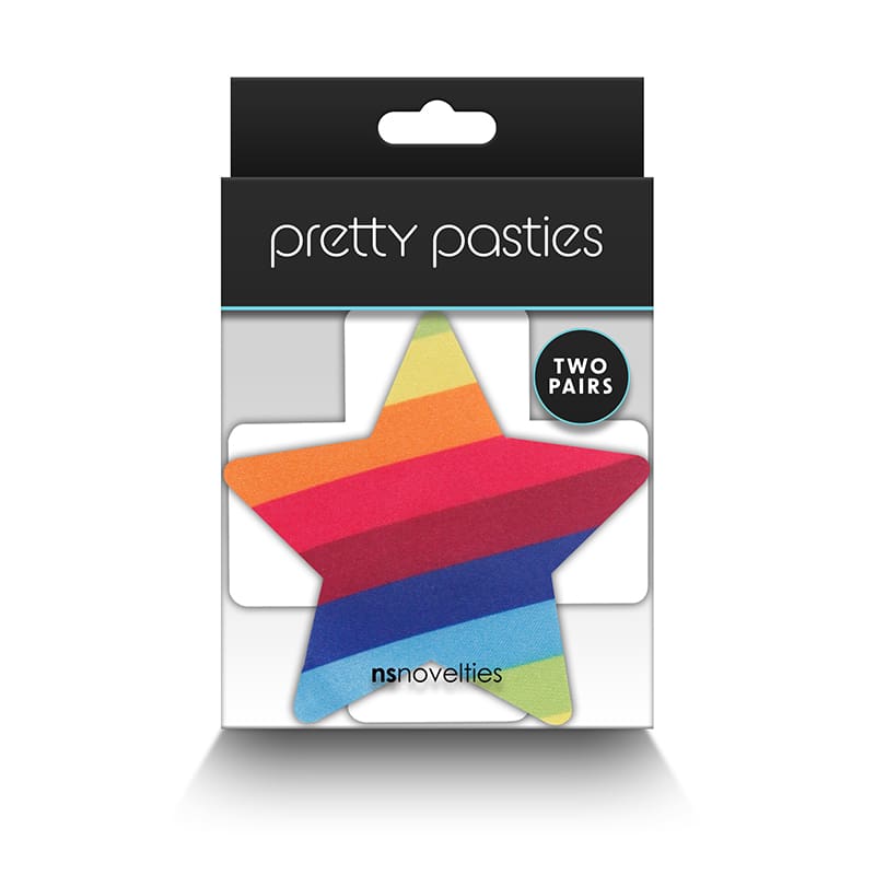A package of pretty pasties with rainbow stripes.