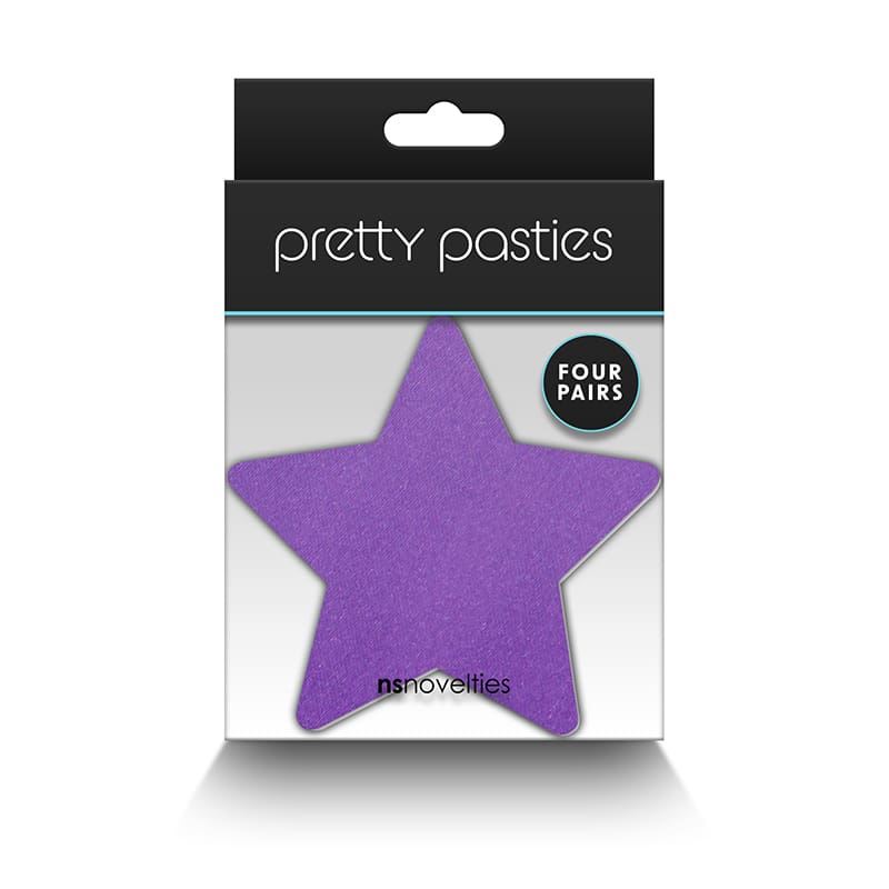 A purple star shaped hair clip in packaging.