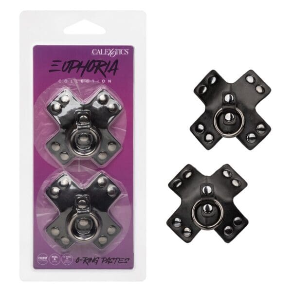 A pair of metal knobs in packaging.