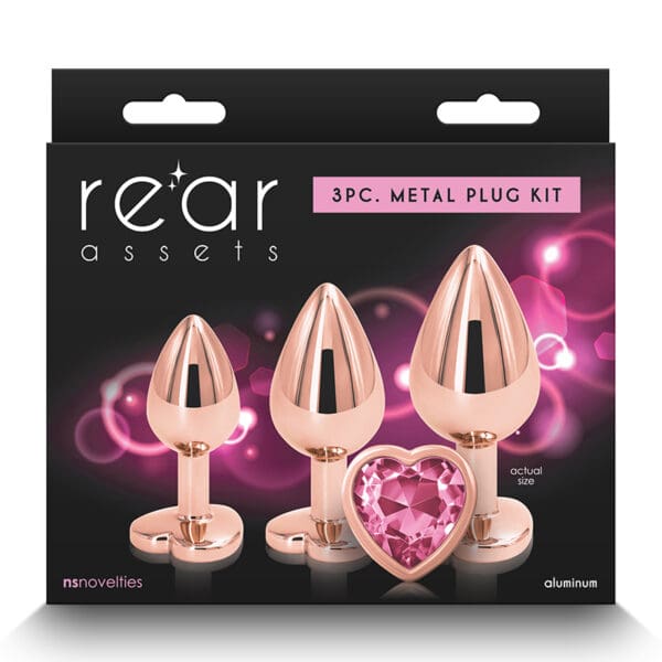 Rose gold metal anal plug kit.