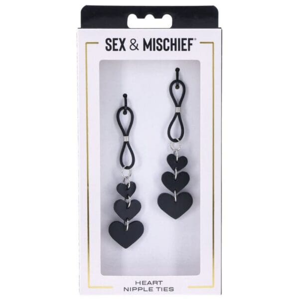 Black heart shaped nipple ties.