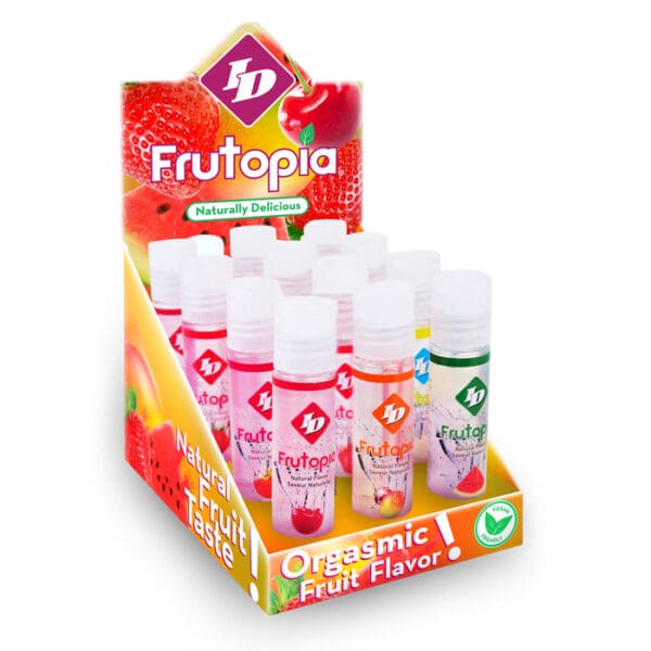 Display of Frutopia fruit flavored lube.